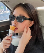 Korean Version Novelty Pink Polygonal Sunglasses
