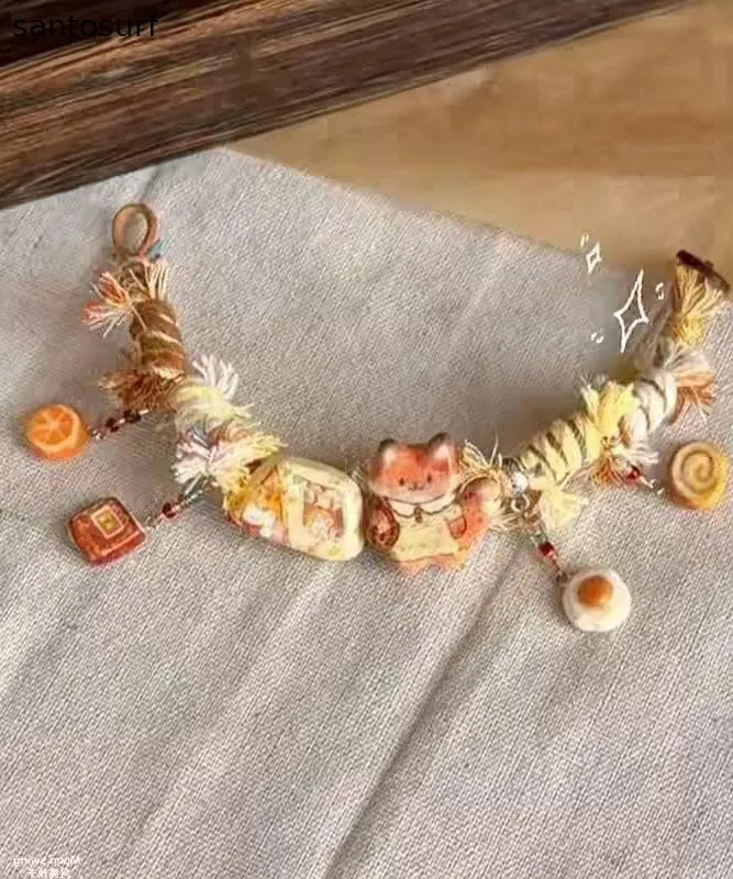 Handmade Yellow Alloy Weave Small Snimal Charm Bracelet