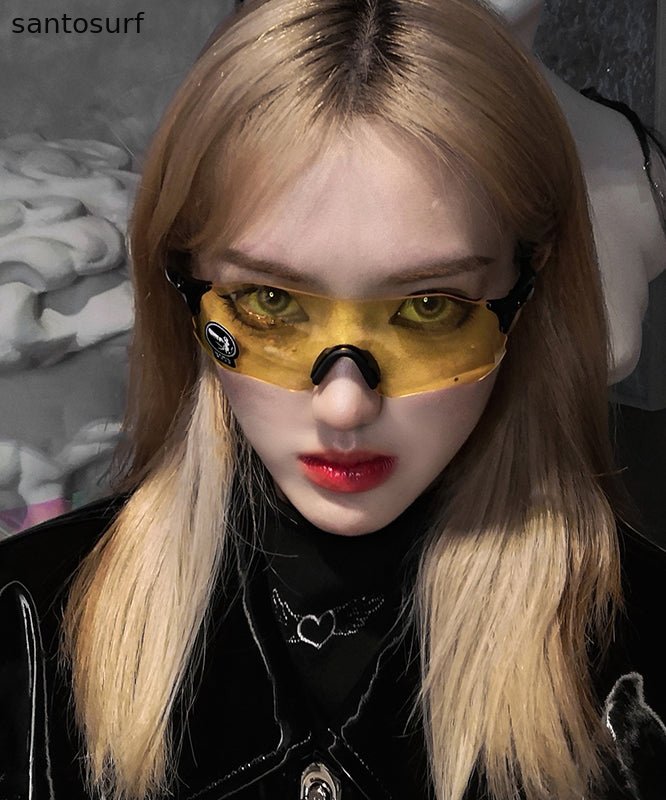 Unisex Punk Style Frameless Integrated Functional Sunglasses