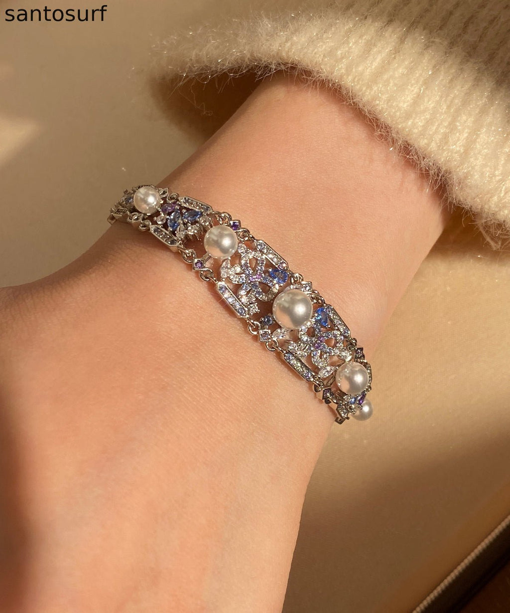 Luxury Pearl Zircon Sapphire Bracelet