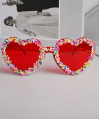 Cute Black Resin Candy Love Beach Sunglasses