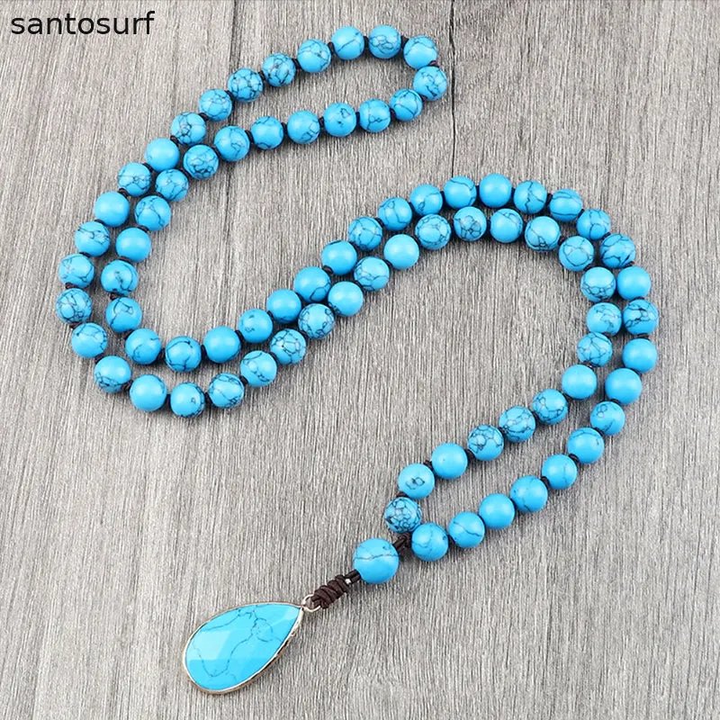 Ethnic Style Turquoise Water Drop Pendant Necklace