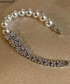 Classic Silver Blossoms Zircon Pearl Bracelet