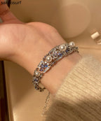 Luxury Pearl Zircon Sapphire Bracelet