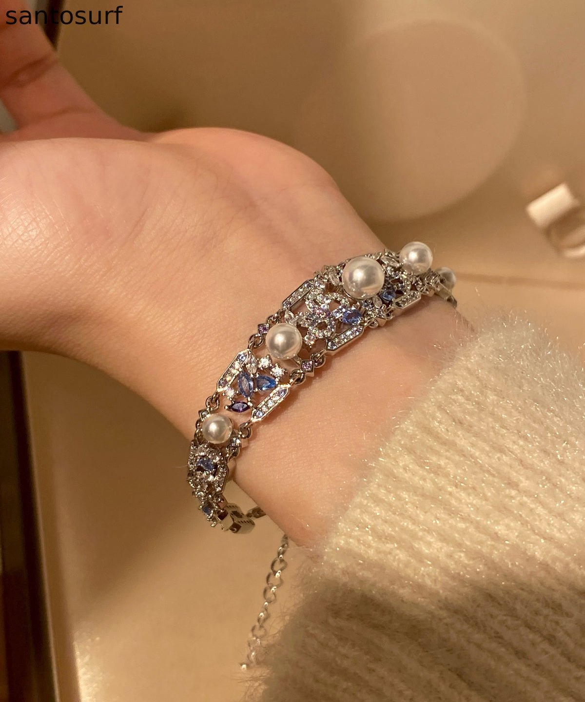 Luxury Pearl Zircon Sapphire Bracelet