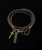Retro Layering Braided Rope Stainless Steel Charm Bracelet