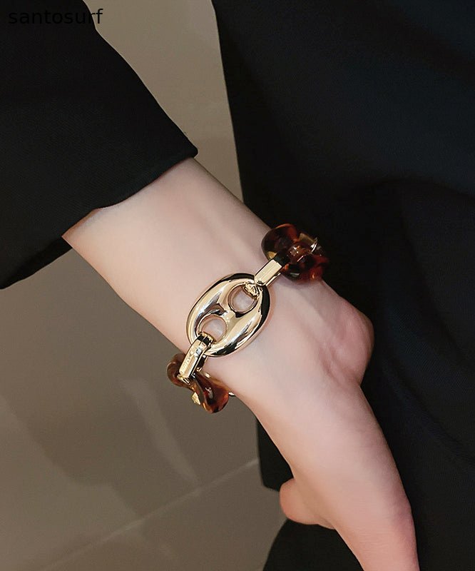 Retro Coffee Alloy Acrylic Charm Bracelet