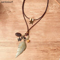 Bohemian Feather Charm Necklace