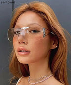 Boho Gold Grey Resin Zircon UV Protection Sunglasses