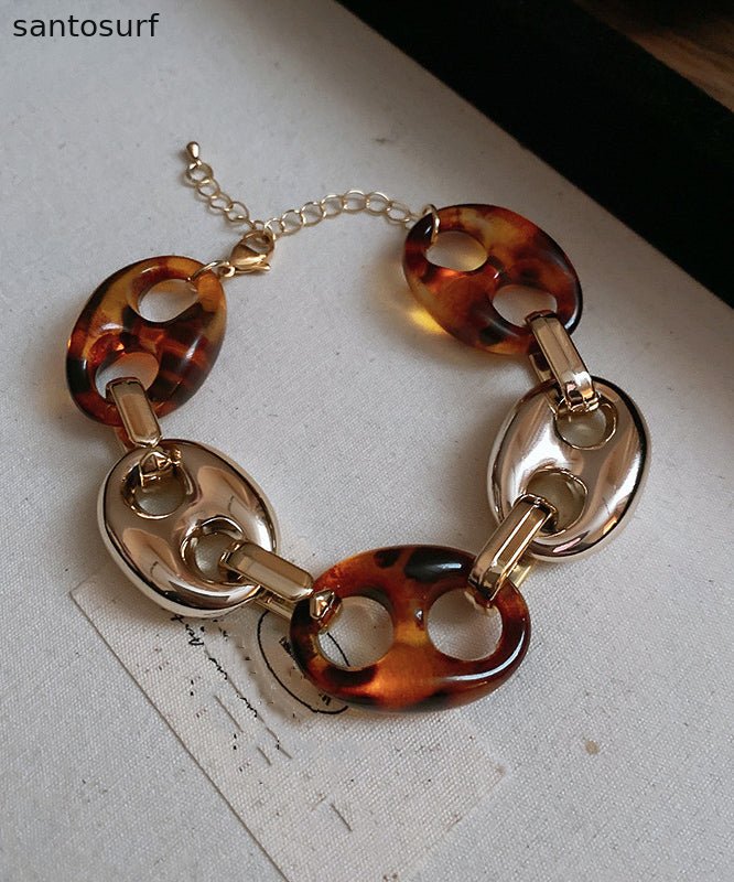 Retro Coffee Alloy Acrylic Charm Bracelet