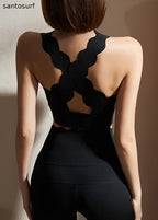 Chic Black Cold Shoulder Gym Sports Bra