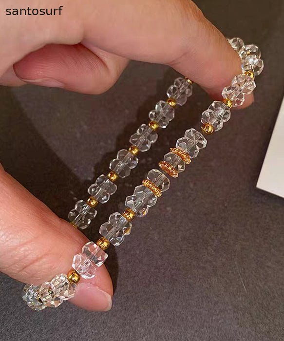 Boho White Crystal Elastic Rope Alloy Bracelet