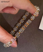 Boho White Crystal Elastic Rope Alloy Bracelet