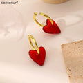 Crimson Heart Hoop Earrings