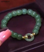 Boutique Green Alloy Jade Ping An buckle Chain Bracelet