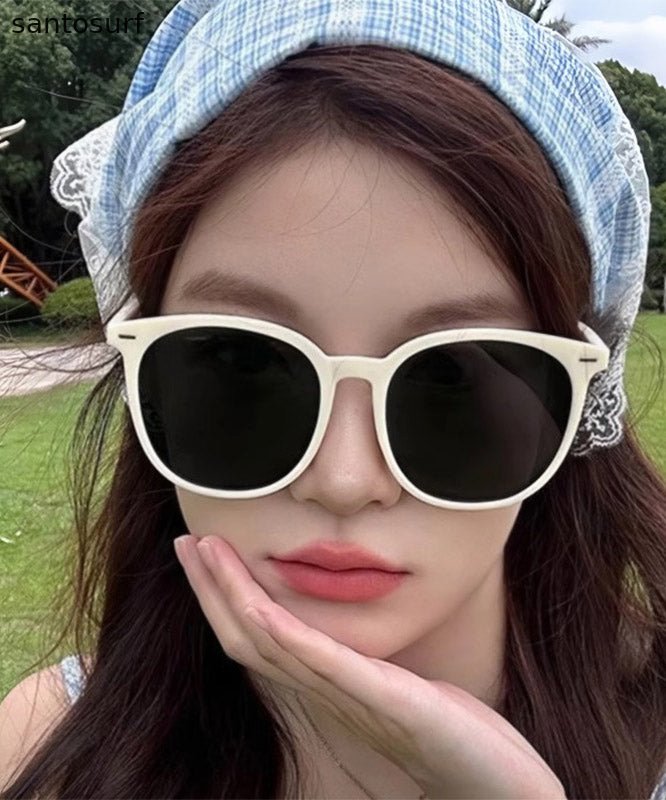 Simple White Resin Patchwor UV Protection Sunglasses