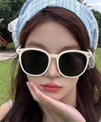 Simple White Resin Patchwor UV Protection Sunglasses