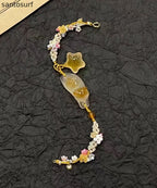 Handmade Weaving Gold Star Little Cats Sweet-Scented Osmanthus Charm Bracelet