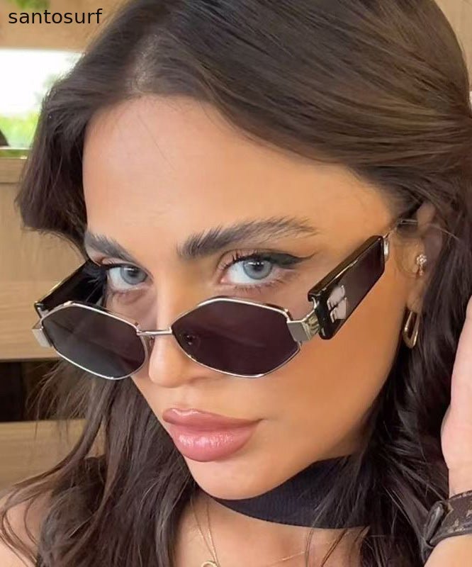 Punk Style White Geometric Metal Sunglasses