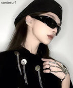 Stylish Black Internet Celebrity Spicy Girl UV Resistant Resin Sunglasses