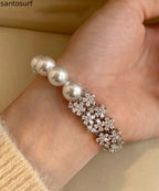 Classic Silver Blossoms Zircon Pearl Bracelet