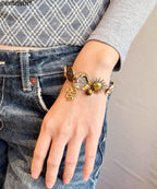 Retro Gold Snake Sun Neutral Titanium Steel Charm Bracelet