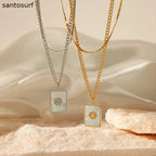 Double-Layer Geometric Shell Necklace