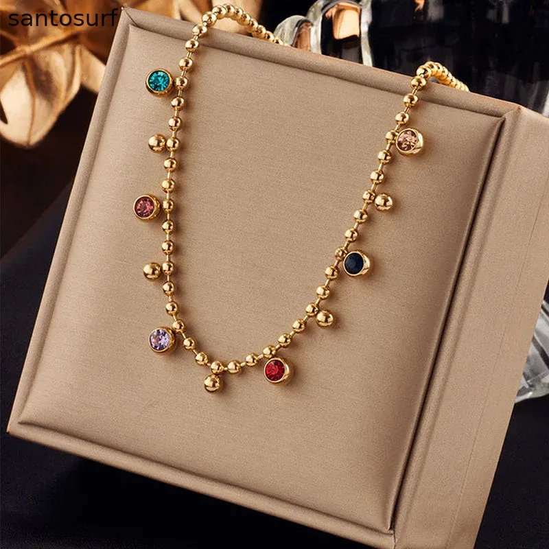 Rainbow Gem Gold Necklace