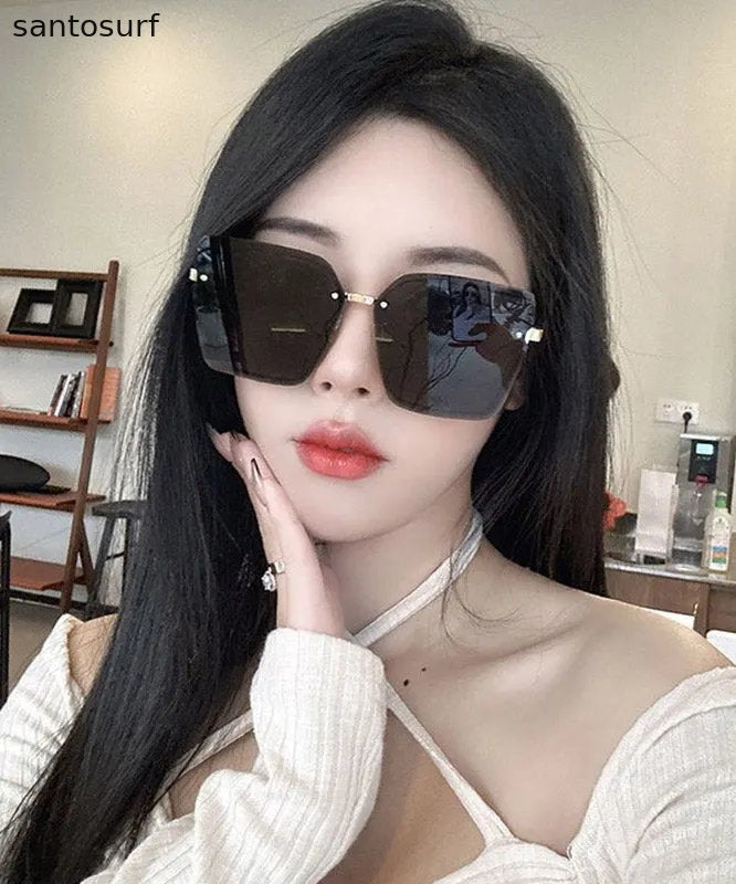 New Gradient Color Pink Metal UV Protection Sunglasses