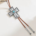 Retro Cross Love Leather Cord Necklace