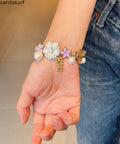 Fashion Floral Pearl Butterfly Adjustable Alloy Bracelet