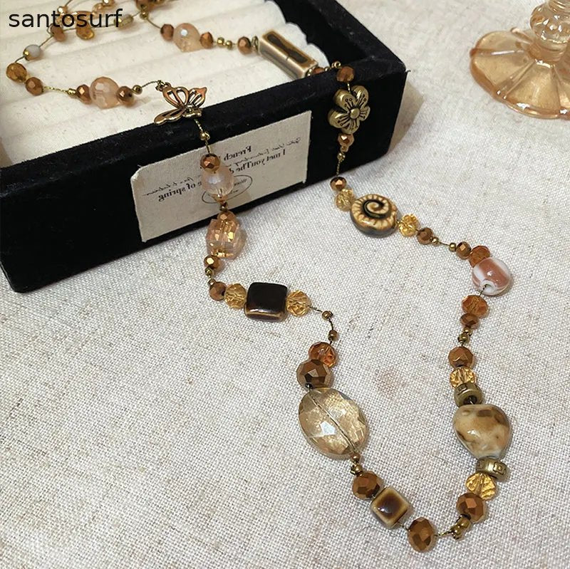 Vintage Amber Beaded Necklace