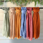 Soft Candy Color Cotton And Linen Scarf