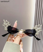 Vogue Coffee Metal Zircon Flame Party Sunglasses