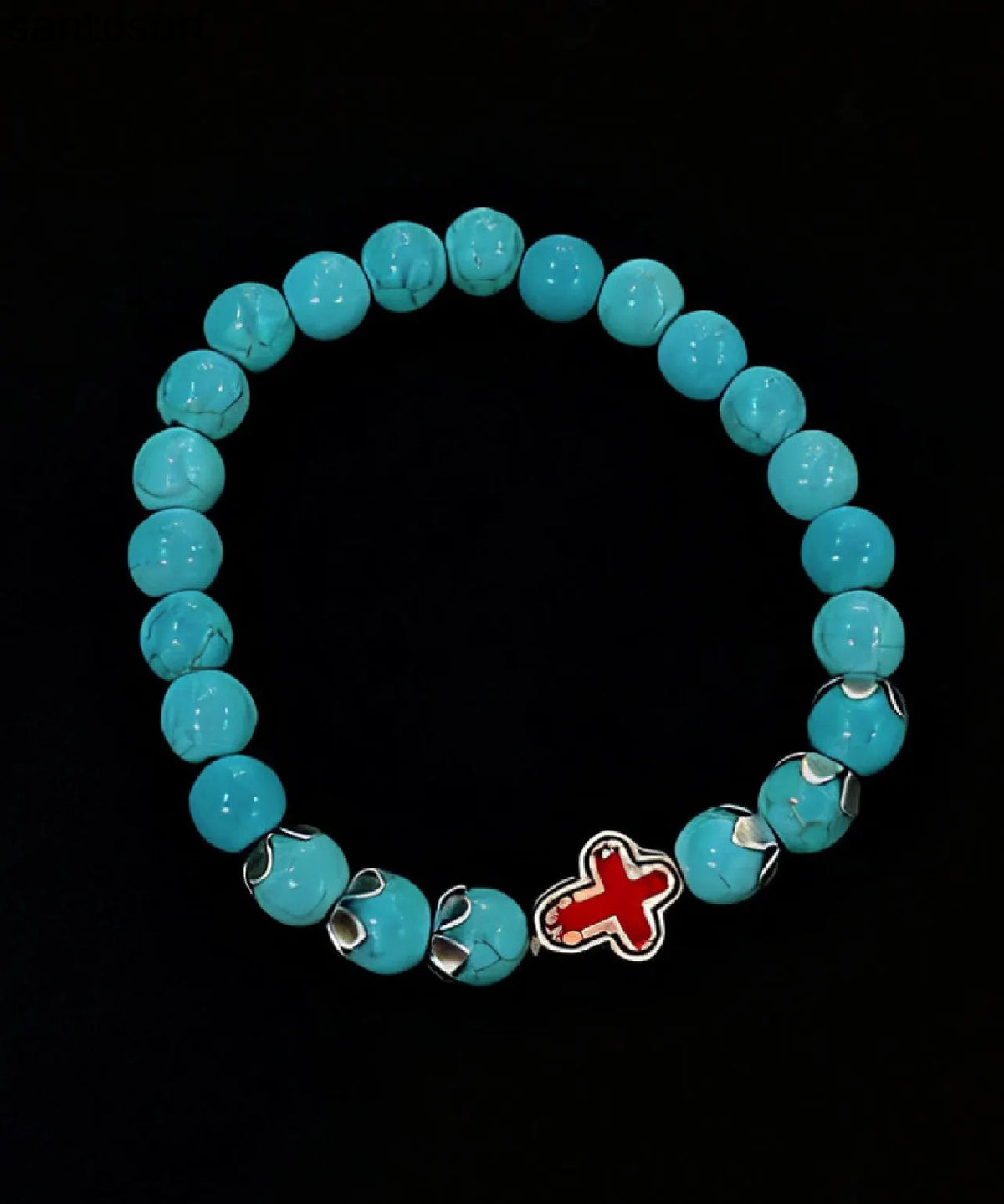 Fine Green Turquoise Cross Alloy Bracelet
