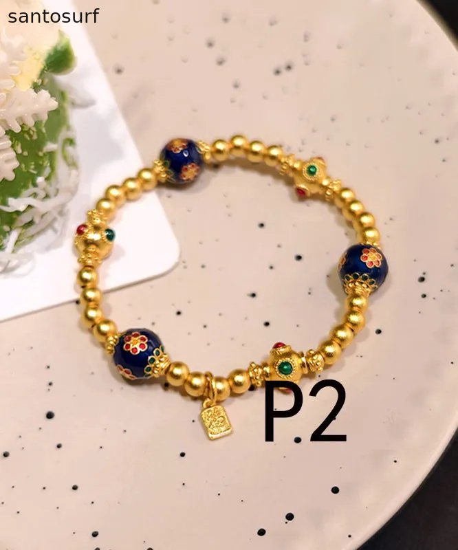 Chinese Style Golden Enamel Technique Copper Charm Bracelet