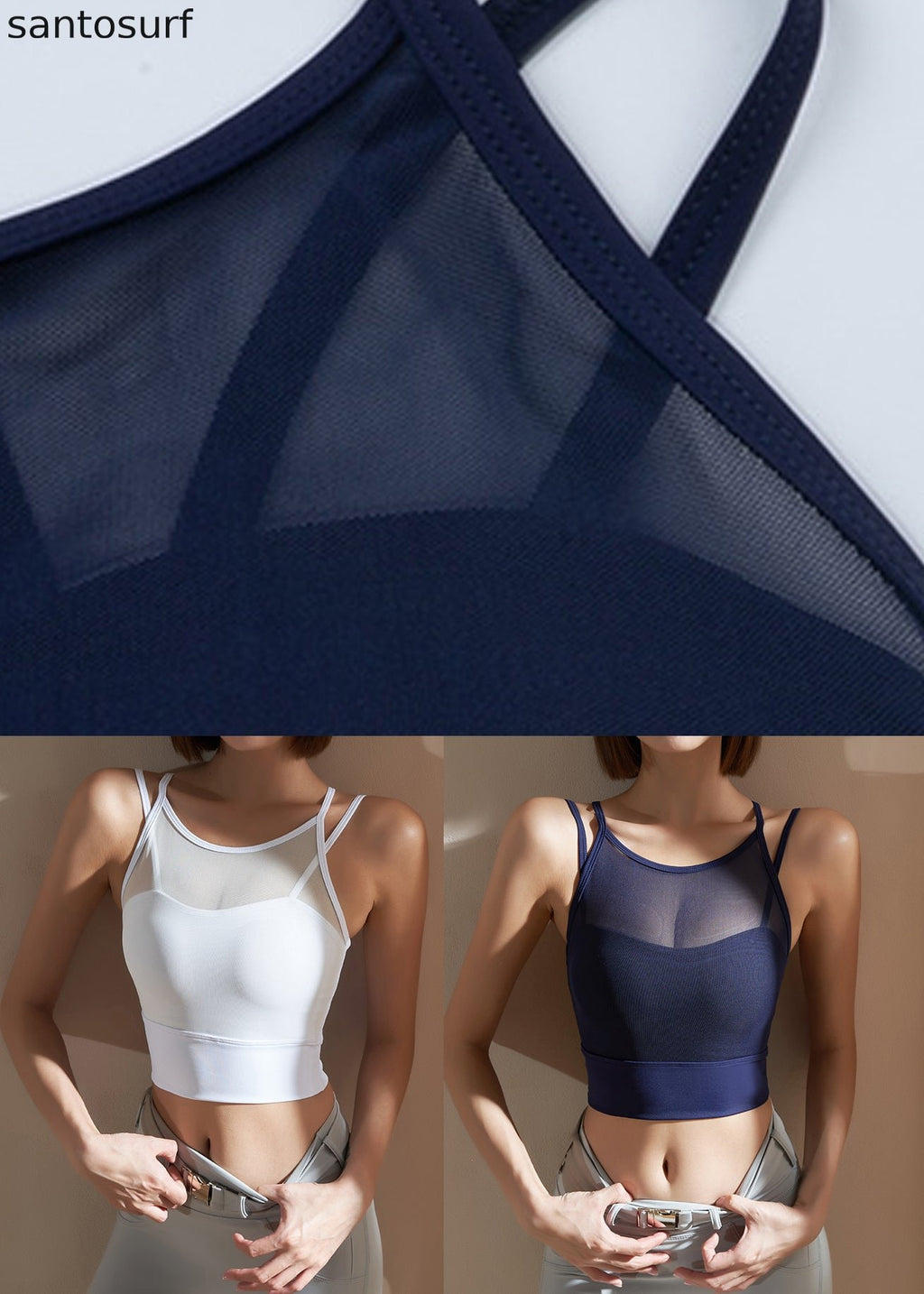 Trendy Navy Fitting Tulle Workout Tops