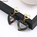 Modern Double Heart Drop Earrings