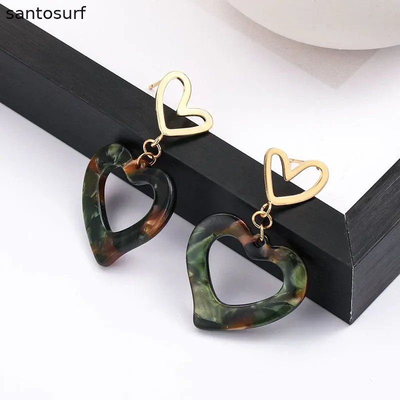 Modern Double Heart Drop Earrings