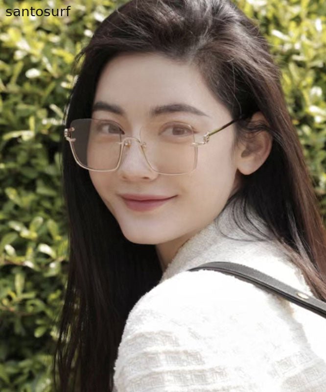 DIY White Large Frame Street Shooting Internet Celebrity Plain Face Sunglasses