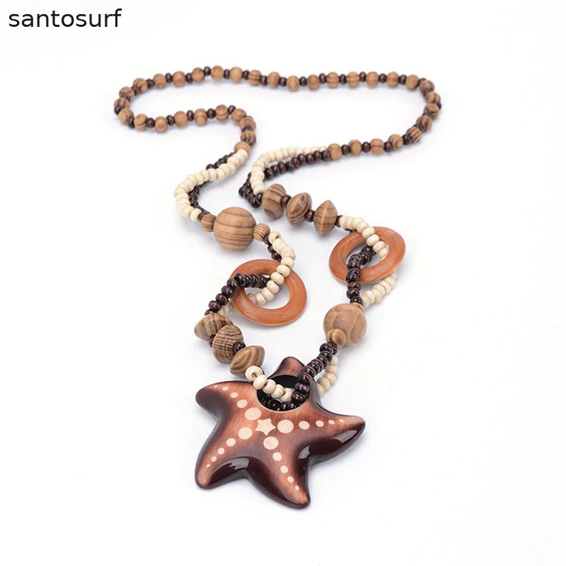 Retro Ethnic Style Wooden Necklace