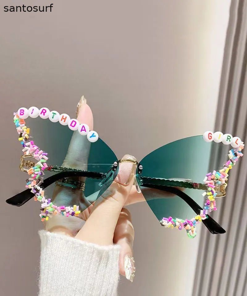 Beautiful Yellow Metal Butterfly Floral Sunglasses