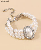 Elegant Gold Copper Alloy Pearl Zircon Resin Tassel Chain Bracelet