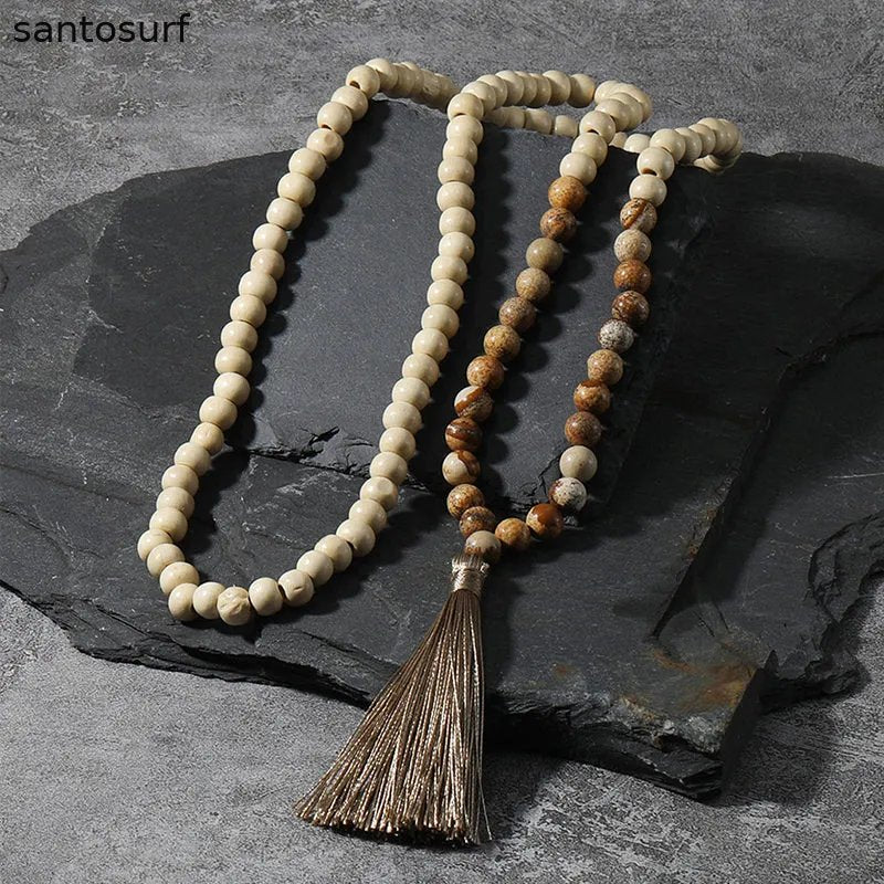 Natural Stone Tassel Necklace