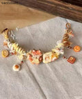 Handmade Yellow Alloy Weave Small Snimal Charm Bracelet